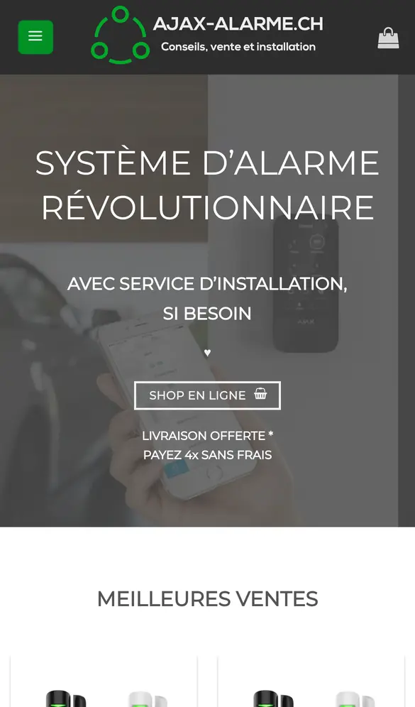ajax-alarme.ch sur mobile