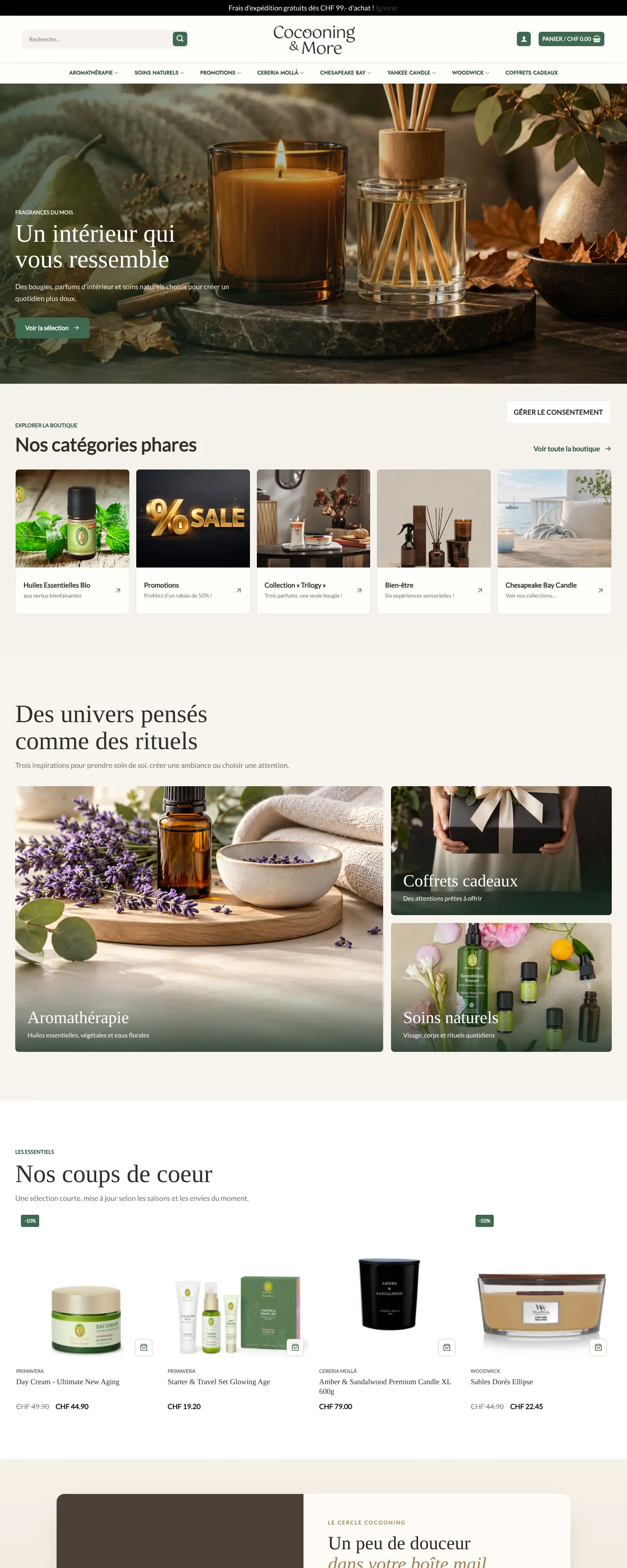 Page d'accueil cocooningandmore.ch