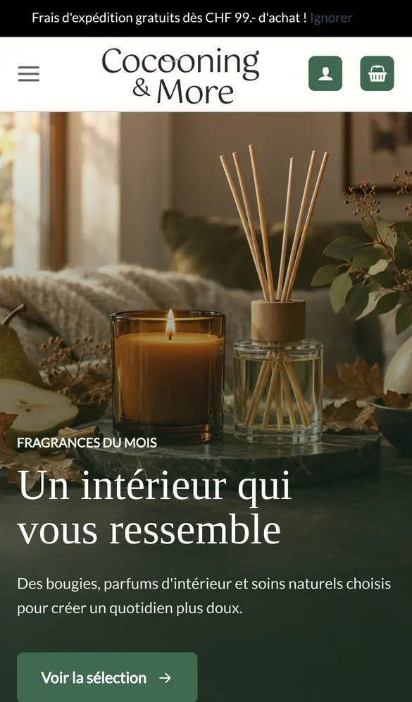 cocooningandmore.ch sur mobile