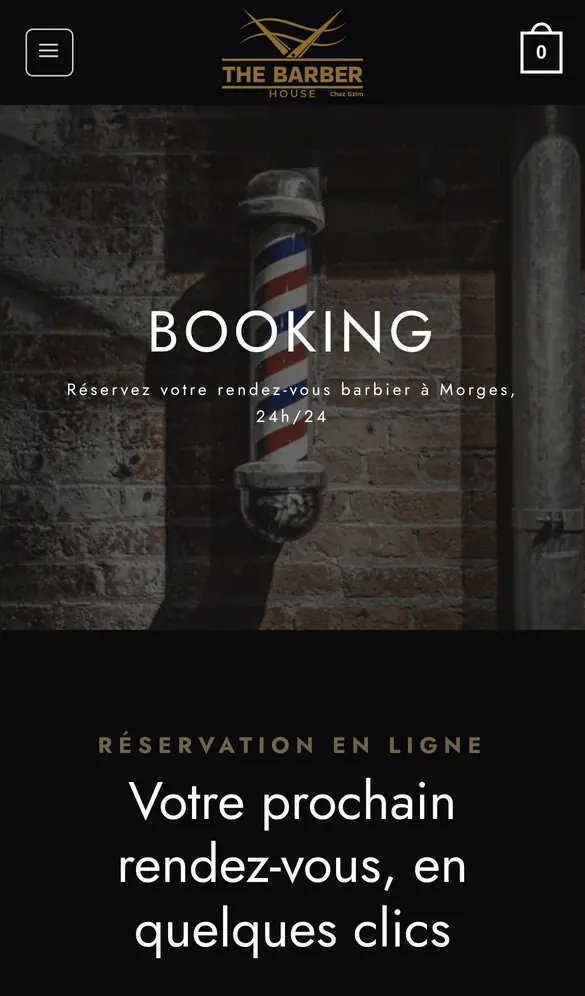gzim-barberhouse.ch sur mobile, page intérieure