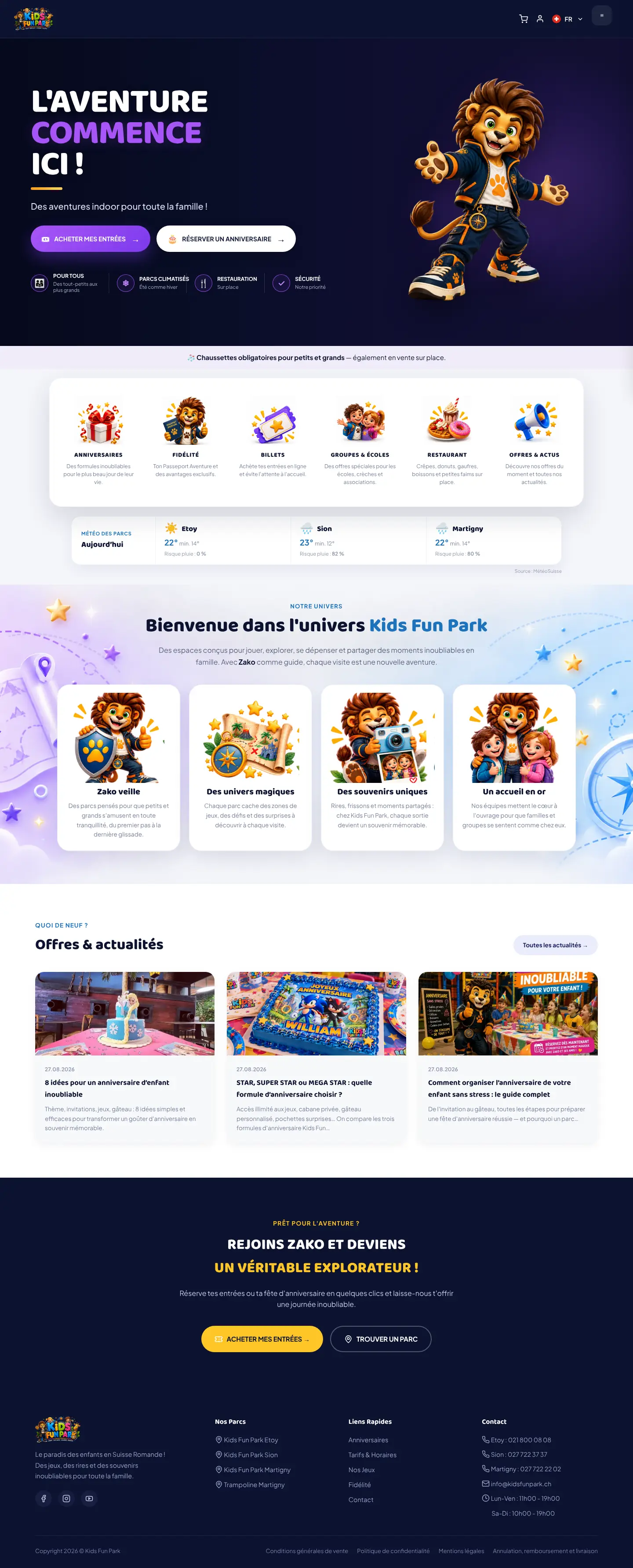Page d'accueil kidsfunpark.ch