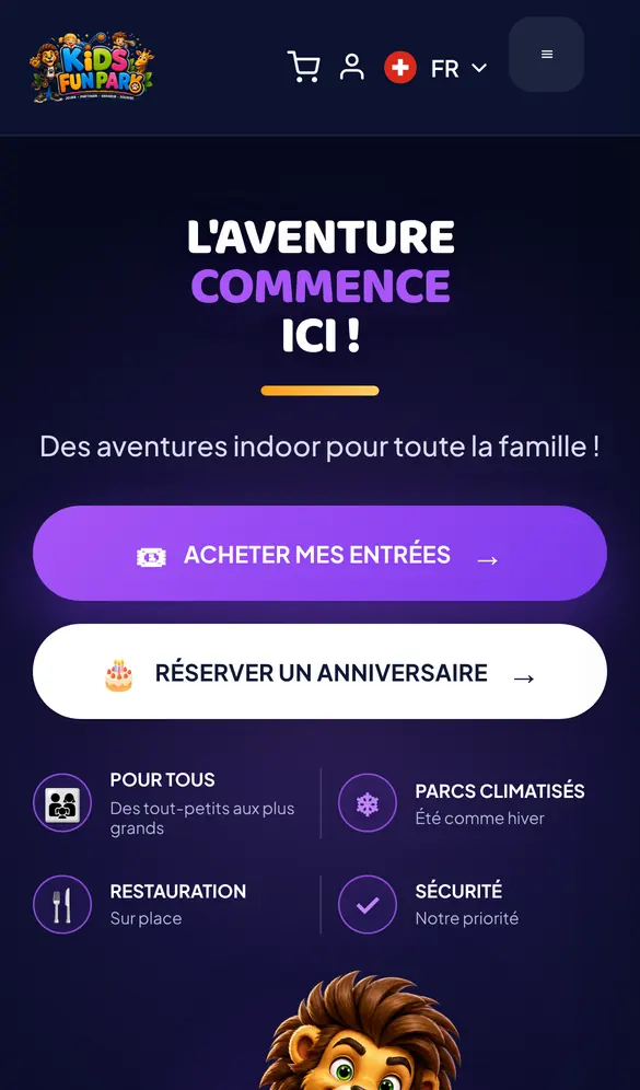 kidsfunpark.ch sur mobile