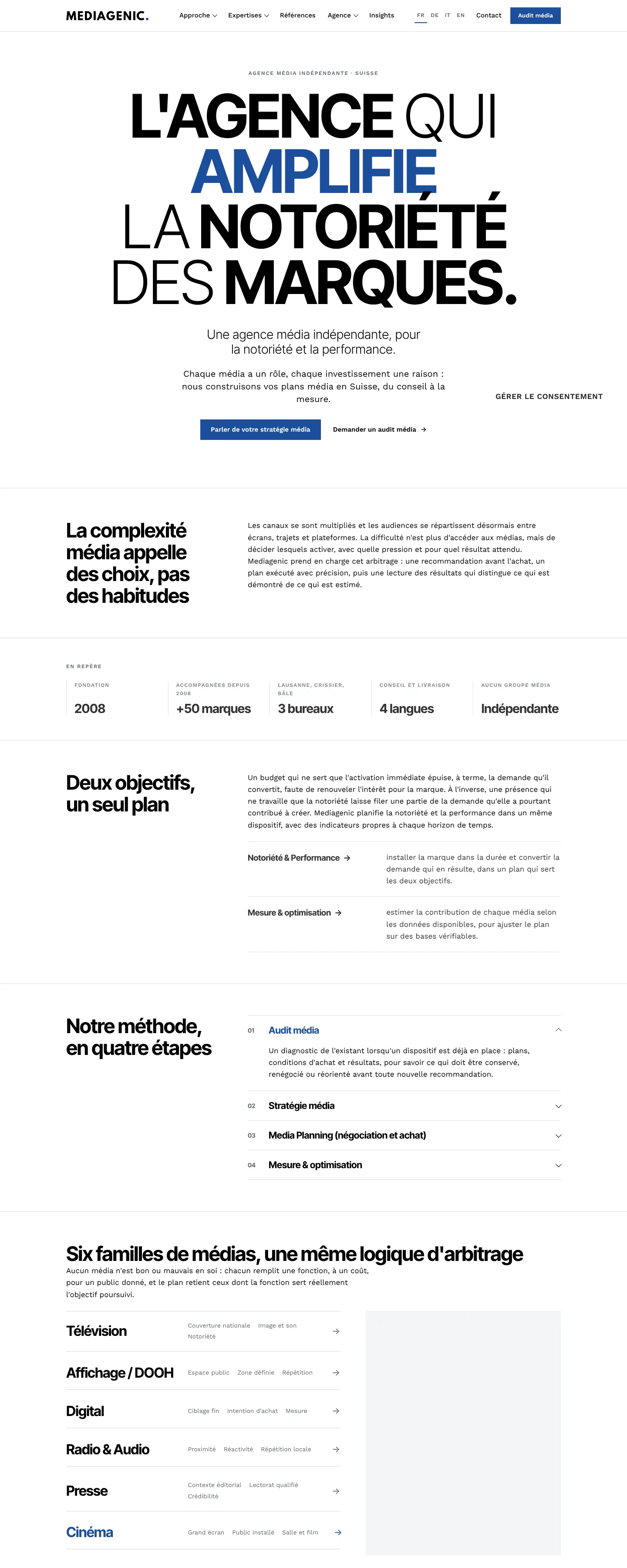 Page d'accueil dev.mediagenic.ch