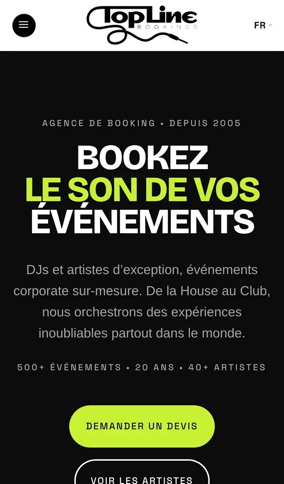 toplinebookings.com sur mobile